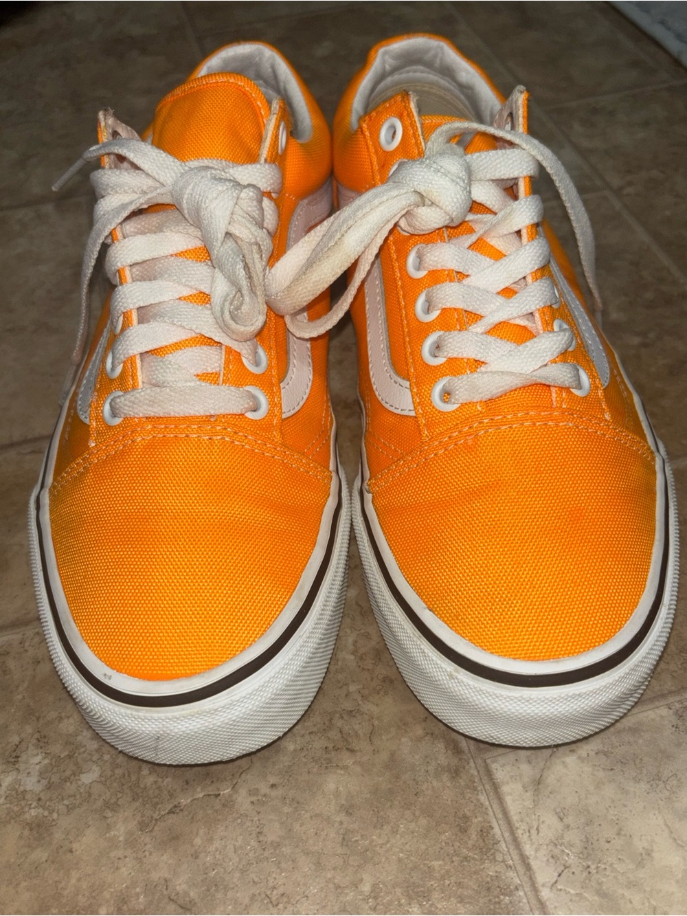 Neon Orange Vans Old Skool Canvas Sneakers - Women's 8 / Men's 6.5